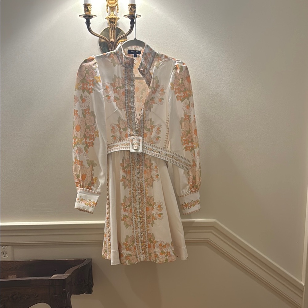 Beulah White and Orange Floral Mini Dress